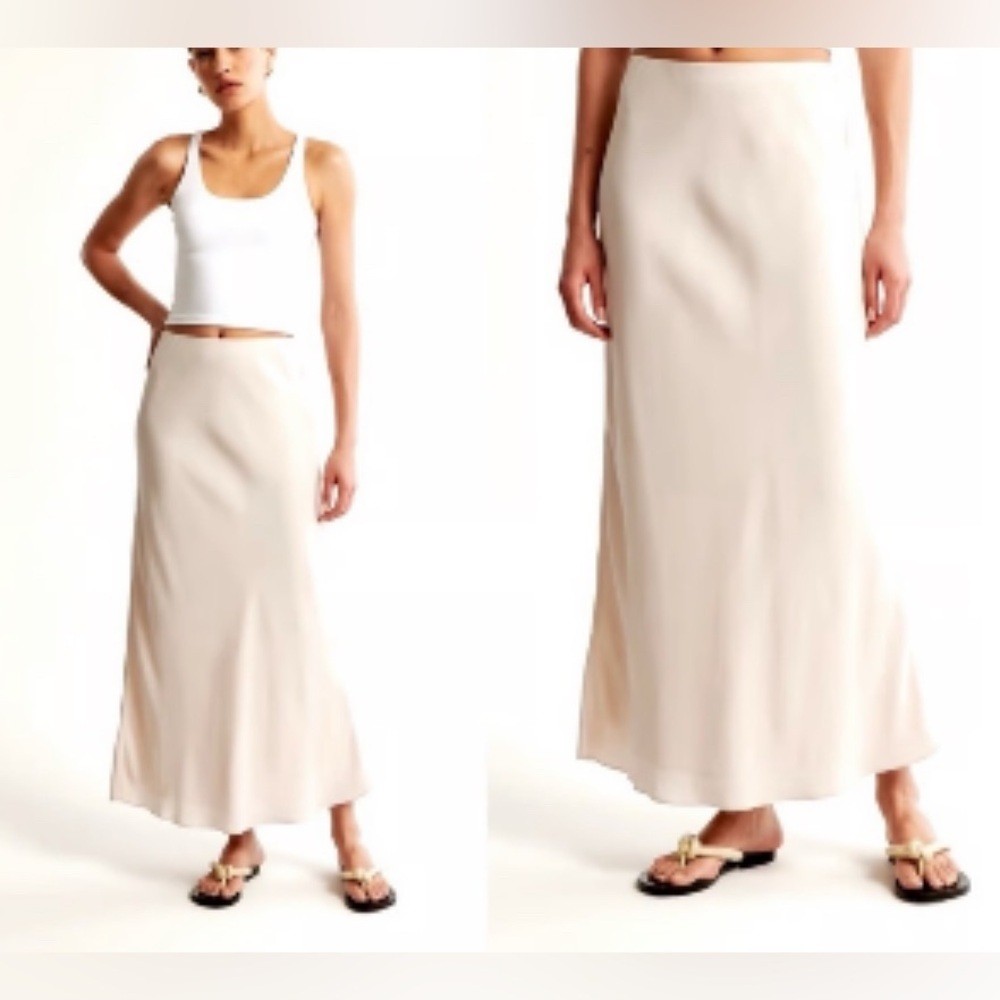 ABERCROMBIE AND FITCH - 2 Layer Flowy Maxi Skirt in Very Light Pink